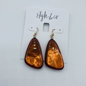 Style & Co Orange Spice Resin Drop Hook Earrings New